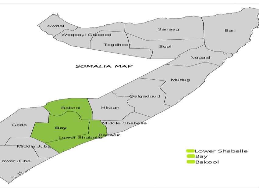 Map of Somalia showing the regions Source Authors 2025